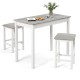 3-piece bar table set featuring a faux marble tabletop and two padded stools, ideal for dining or breakfast at home.