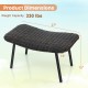 Brown outdoor ottoman footrest with sturdy metal legs, dimensions 27"x16"x15", supports up to 330 lbs for patio use.
