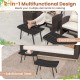Brown outdoor ottomans set with sturdy metal legs, serving as footrests and additional seating for patio relaxation.