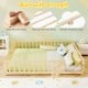 Montessori bed frame with full-length guardrails and safety door, crafted from solid wood for stability and safety.
