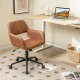 Brown Mid Century office chair with armrests, faux leather upholstery, and 360° swivel for home office comfort.