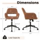 Mid Century office chair with armrests in brown, showcasing dimensions and features like 330 lbs load capacity and.