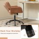Mid-century office chair in brown faux leather with armrests, featuring height adjustment and rocking function for.