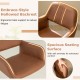 Mid Century office chair in brown faux leather with hollow backrest and armrests for ergonomic comfort and support.