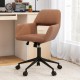 Mid Century office chair with brown faux leather, armrests, and 360° swivel for comfort in study or office use.