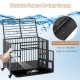 Foldable heavy-duty metal dog cage with removable pull-out tray and lockable doors, ideal for medium and small dogs.