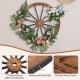 Decorative 30-inch wooden wagon wheel with natural wood grain and reinforced steel rim, ideal for garden or rustic.
