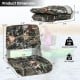 Low back folding padded boat seat in camouflage, featuring waterproof fabric and ergonomic design for outdoor.