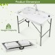 Fish cleaning table with two sinks, stainless steel faucet, and folding design for easy storage and transport.