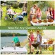Fish cleaning table with 2 sinks and 360° rotatable faucet, ideal for outdoor activities like camping and BBQ.
