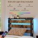 Twin size bed frame with LED lights and USB ports, featuring robust metal construction and 4 fabric storage drawers.