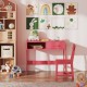 Kids desk and chair set in pink with storage drawer, ideal for studying and play, featuring a stable design and.
