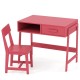 Kids pink desk and chair set featuring a storage drawer and hutch, perfect for studying and playing.