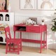 Kids desk and chair set in pink with storage drawer and hutch, perfect for studying and playing in a safe environment.