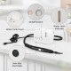 Portable steam cleaner features a water level indicator, on/off switch, and non-slip foot pads for easy operation.