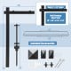 Black 6 feet vinyl UPVC real estate sign post with 36" arm, includes accessories for easy installation in yard.
