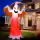 8-foot Halloween inflatable ghost with rotatable flame LED lights, perfect for yard decoration and creating a spooky.