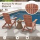 Folding Adirondack chair made of premium fir wood with wide armrests, ideal for backyard and poolside relaxation.