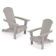 Folding Adirondack chair set of 2 in gray, featuring high backrests and wide armrests, perfect for backyard relaxation.