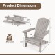 Folding Adirondack chair dimensions showing gray fir wood construction, ergonomic design, and 400 lbs max load capacity.