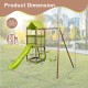 Dimensions of the 7-in-1 Kids Outdoor Metal Playset with slide, swing, and climbing rope for safe outdoor fun.