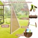 A-shaped structure of the 7-in-1 kids outdoor metal playset with sturdy metal plates for enhanced stability and safety.