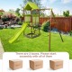 Kids outdoor metal playset in green with wave slide, climbing rope, and adjustable swing for active playtime.