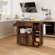 Drop leaf mobile kitchen island cart in rustic brown with adjustable shelf, wine racks, and power outlet for versatile.