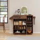 Drop leaf mobile kitchen island cart in rustic brown with adjustable shelves, wine racks, and power outlet for.