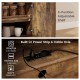 Drop leaf kitchen island cart with rustic brown finish, featuring adjustable shelf and built-in power outlet for.