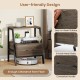 3-tier farmhouse nightstand with open shelf, convenient drawer, and easy-to-clean surface for bedroom or living room.
