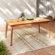 Extendable 71-94 inch teak wood patio dining table for 6-8 people, featuring tapered legs and slatted design, ideal for.