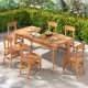 Extendable 71-94 inch teak wood dining table with slatted top, seating up to 8 people, ideal for outdoor gatherings.