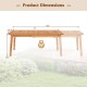 Extendable patio dining table measuring 71-94 inches, made of slatted teak wood, seats up to 8 people for outdoor use.