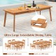 Extendable dining table in slatted teak wood, seats 6-8 people, ideal for backyard or garden use.