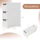 3-drawer rolling storage cabinet in white, made of waterproof PP material, ideal for small spaces and easy organization.