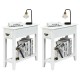 White 2-tier sofa side end table with drawer and open shelf, perfect for narrow spaces in living room or bedroom.