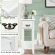 White 2-tier end table with drawer and open shelf, featuring rubber wood legs and a classic design for living room use.