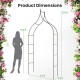 Decorative metal garden arch measuring 9.5 feet, featuring pointed arches, ideal for weddings and outdoor parties.