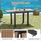 Extendable patio table with wood-like texture, adjustable footpads, and modern design for 4-6 people gatherings.