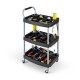 3-layer mobile rolling cart tool organizer with sturdy metal pipes and PP shelves, ideal for garage or salon use.