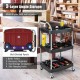 3-layer black detailing tool utility cart with well-divided shelves, mobile wheels, and sturdy construction for.