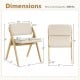 Dimensions of a set of 2 folding kitchen dining chairs with rubber wood legs, featuring a natural finish and padded.