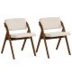 Set of 2 folding kitchen dining chairs with rubber wood legs in walnut, featuring padded seats for comfort and modern.