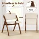 Folding kitchen dining chair set with rubber wood legs in walnut, featuring thick padding and easy storage for.