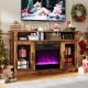 Rustic brown TV stand showcasing a spacious 48" countertop, designed for TVs up to 40 inches, with stylish electric.