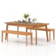 Teak wood outdoor bench with a solid construction, 880 lbs capacity, ideal for patio or garden seating.