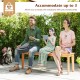 Outdoor teak wood bench accommodating up to 3 people, featuring a solid construction and splinter-free surface for.