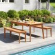 Teak wood outdoor bench with a solid construction, 880 lbs capacity, perfect for patio or garden seating.