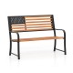 50-inch outdoor garden bench with a flag pattern backrest and rustic wood grain finish, ideal for patriotic outdoor.